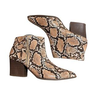 Qupid Bootie Women Size 9 Snakeskin Print Side Zip Block Heel